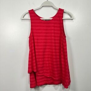 Lilla P Women's‎ Pink Striped Sleeveless Layered Tank Top